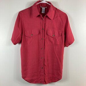 Womens Vintage Anna and Frank SS‎ Button Silk Top Pink Med